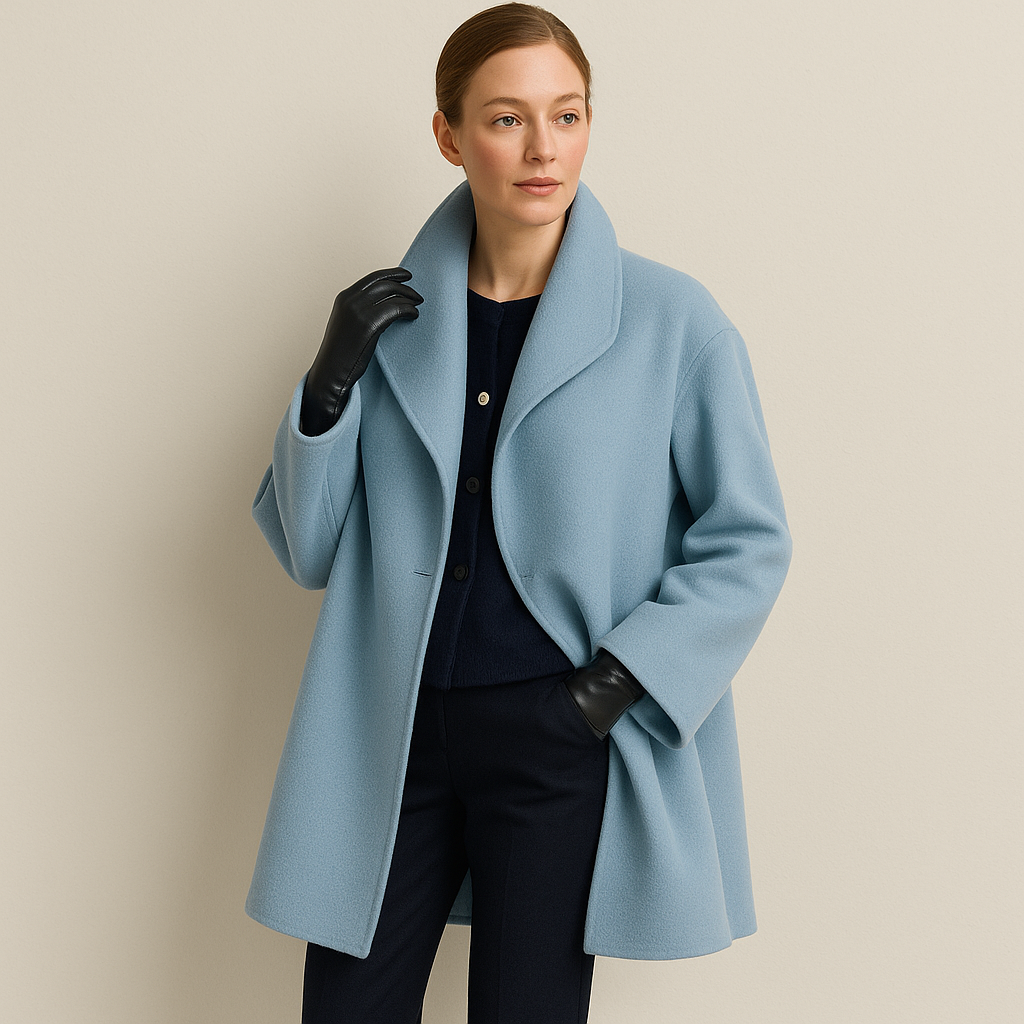 Brooklyn - Women's Wool Coat with Notch Lapel Collar