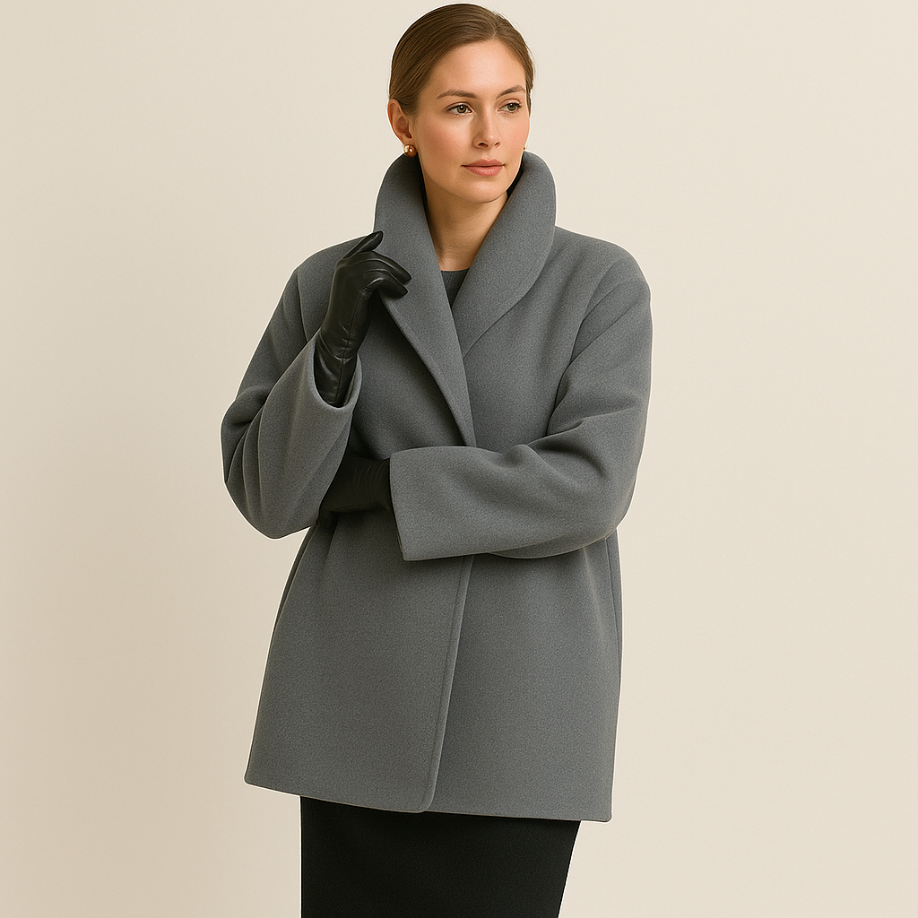 Brooklyn - Women's Wool Coat with Notch Lapel Collar