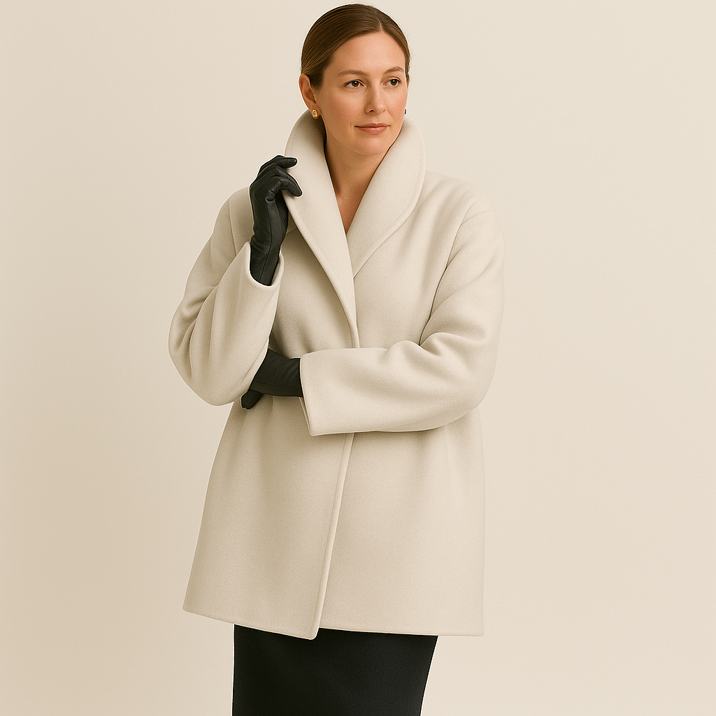 Brooklyn - Women's Wool Coat with Notch Lapel Collar
