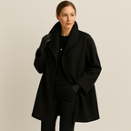 Brooklyn - Women's Wool Coat with Notch Lapel Collar