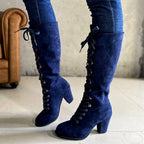 Brunhilde - Women’s Knee-High Lace-Up Block Heel Boots 1