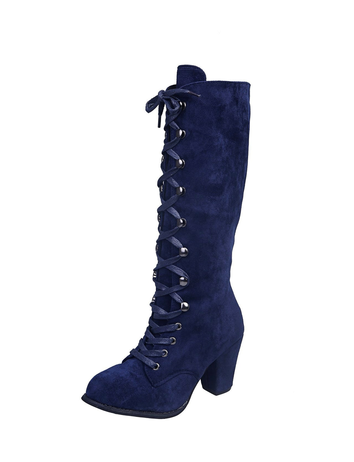 Brunhilde - Women’s Knee-High Lace-Up Block Heel Boots 6