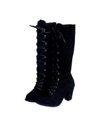 Brunhilde - Women’s Knee-High Lace-Up Block Heel Boots 7