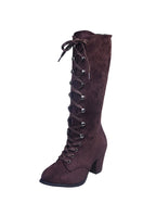 Brunhilde - Women’s Knee-High Lace-Up Block Heel Boots 8