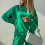 Camila - Women's Cropped Hoodie & High-Waist Wide-Leg Joggers Set