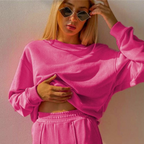Camila - Women's Cropped Hoodie & High-Waist Wide-Leg Joggers Set