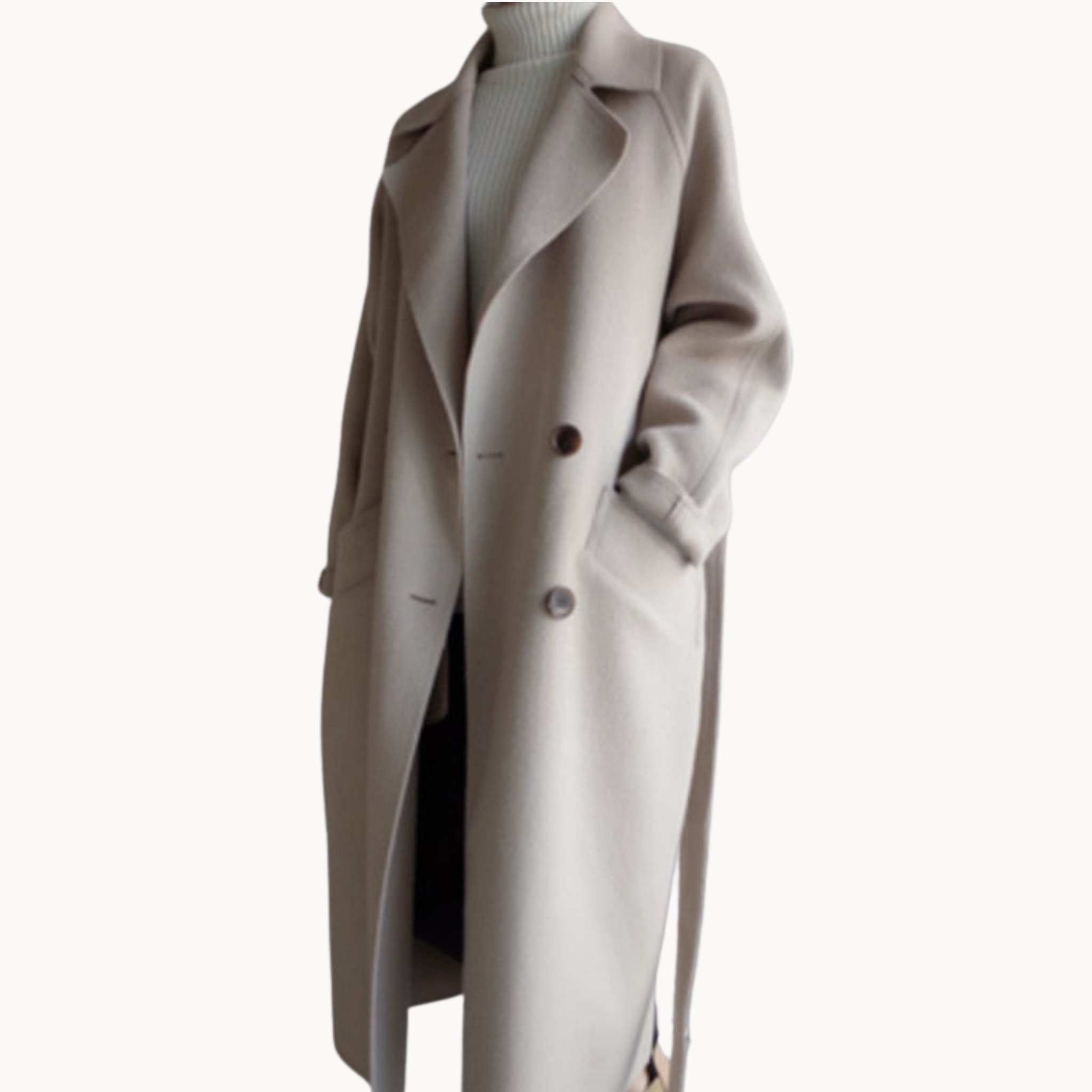Carina - Women's Double-Breasted Wool Trench Coat with Notch Lapels