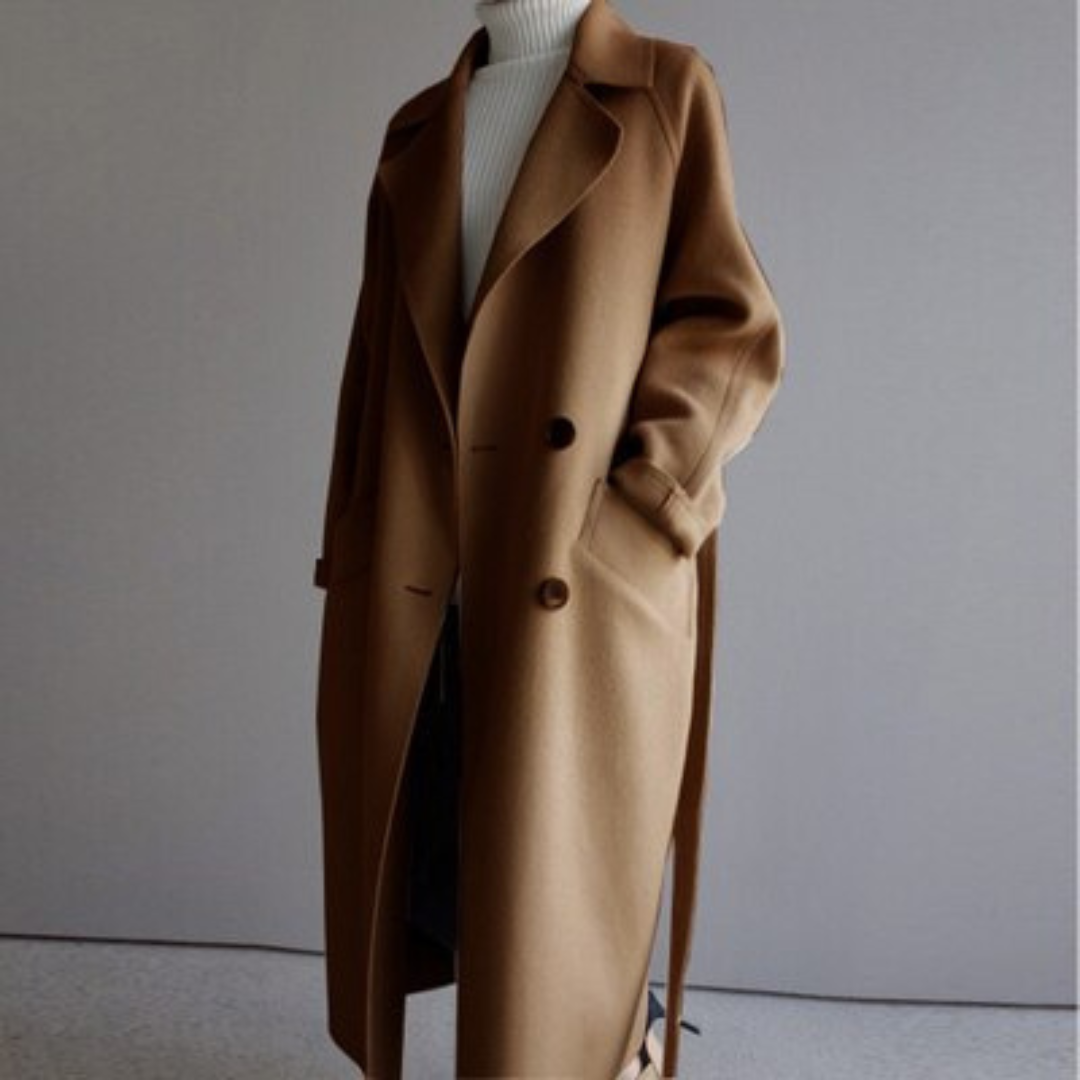 Carina - Women's Double-Breasted Wool Trench Coat with Notch Lapels
