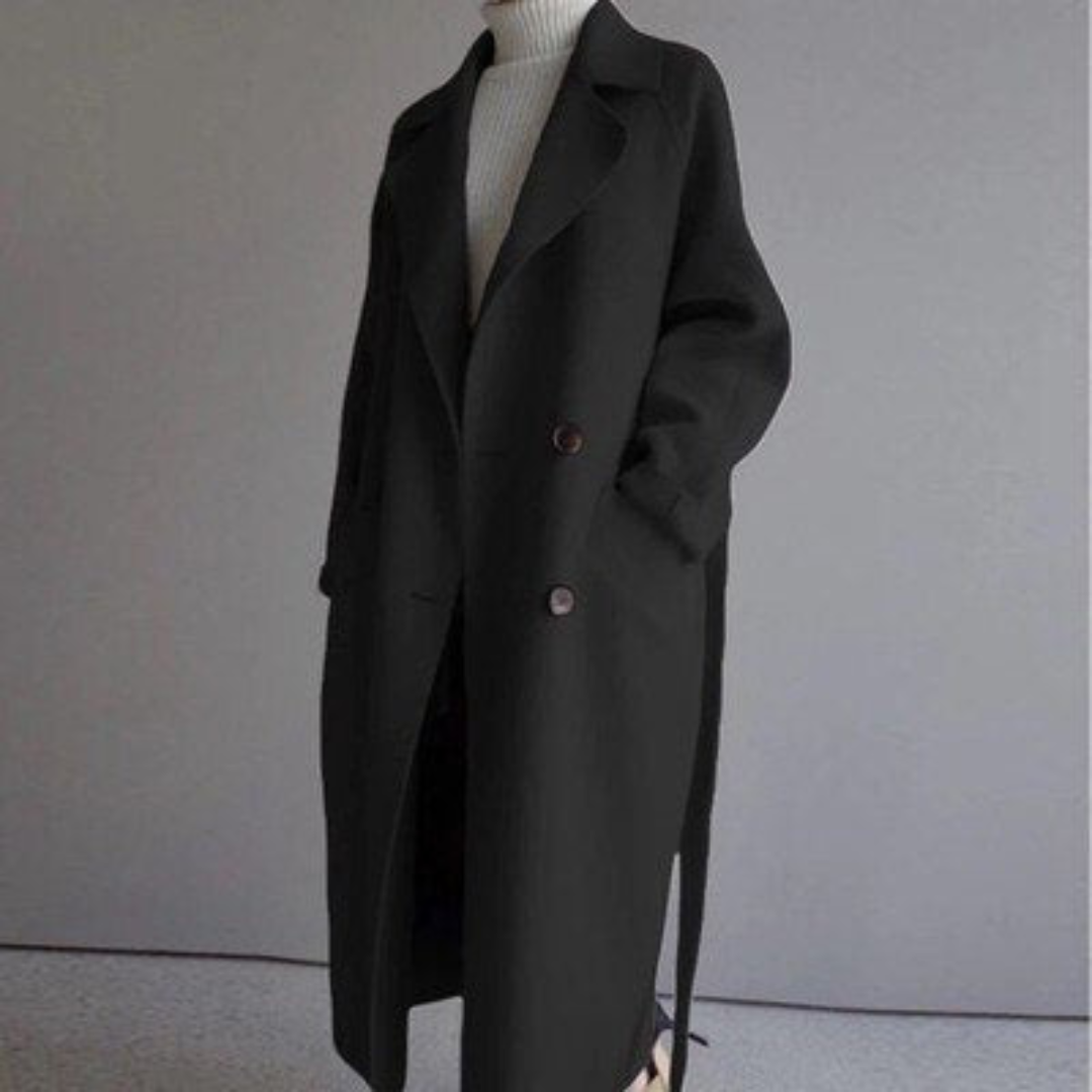 Carina - Women's Double-Breasted Wool Trench Coat with Notch Lapels