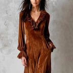 Carla - Women’s Long Sleeve Velvet Dress