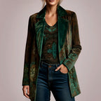 Carlotta - Women's Paisley Print Velvet Lapel Blazer 1