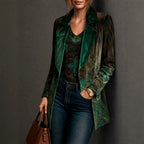Carlotta - Women's Paisley Print Velvet Lapel Blazer 4
