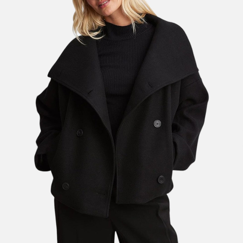 Carmela - Women's Double-Breasted Wool Blazer with Statement Collar