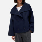 Carmela - Women's Double-Breasted Wool Blazer with Statement Collar