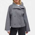 Carmela - Women's Double-Breasted Wool Blazer with Statement Collar
