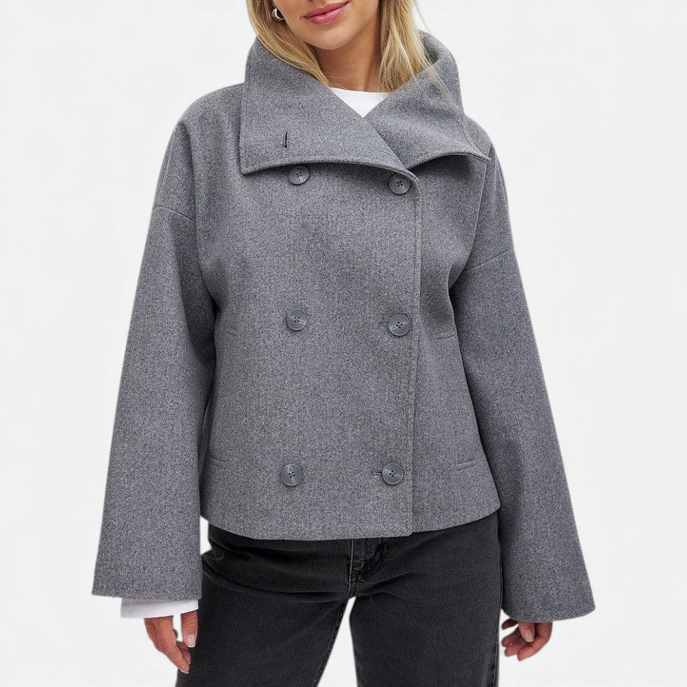 Carmela - Women's Double-Breasted Wool Blazer with Statement Collar
