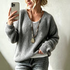 Cassidy - Women's V-Neck Fuzzy Knit Sweater 4