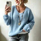 Cassidy - Women's V-Neck Fuzzy Knit Sweater 6