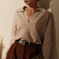Catriona - Women's Collared V-Neck Knit Sweater
