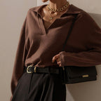 Catriona - Women's Collared V-Neck Knit Sweater