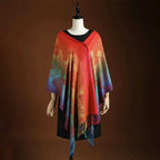 Cecilia - Women's Multicolour Jacquard Wrap with Tassel Fringe