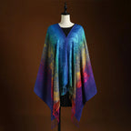 Cecilia - Women's Multicolour Jacquard Wrap with Tassel Fringe