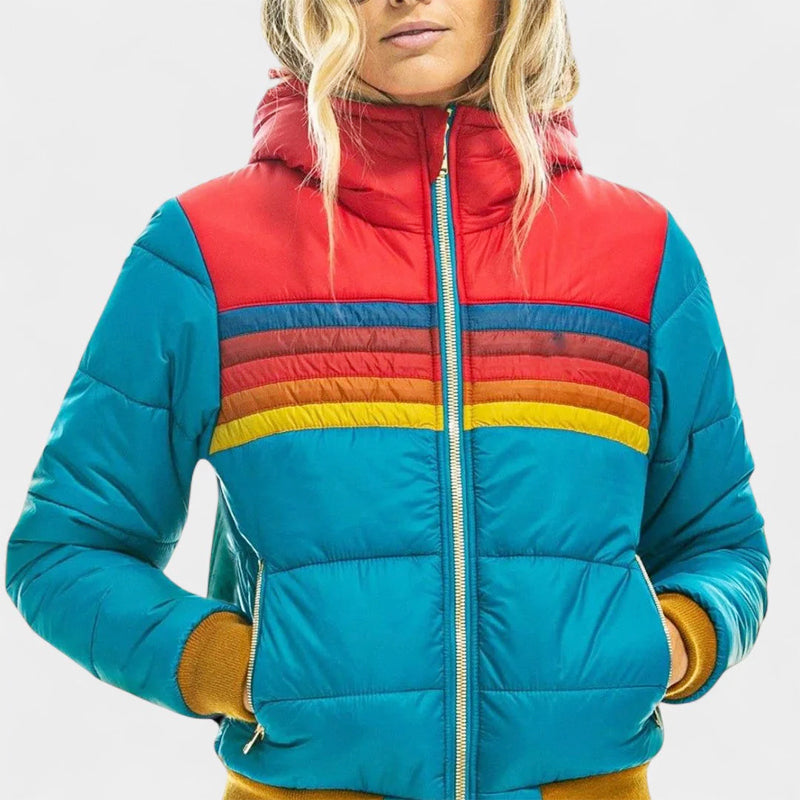 Cecily - Women's Horizontal-Stripe Quilted Puffer Jacket