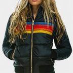 Cecily - Women's Horizontal-Stripe Quilted Puffer Jacket