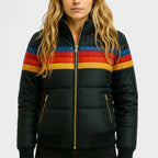 Cecily - Women's Horizontal-Stripe Quilted Puffer Jacket