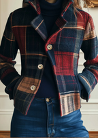 Cecily - Women's Plaid Blazer with Notch Collar and Button Front