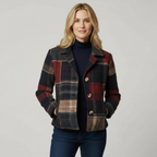 Cecily - Women's Plaid Blazer with Notch Collar and Button Front