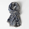 Celeste - Women's Patterned Oversized Scarf with Fringed Edges