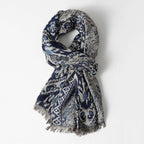 Celeste - Women's Patterned Oversized Scarf with Fringed Edges