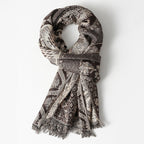 Celeste - Women's Patterned Oversized Scarf with Fringed Edges