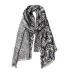 Celeste - Women's Patterned Oversized Scarf with Fringed Edges