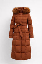 Celeste - Women's Quilted Puffer Coat with Faux Fur Hood