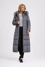 Celeste - Women's Quilted Puffer Coat with Faux Fur Hood