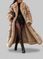 Celestina - Women's Longline Faux Fur Coat with Open Front