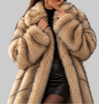 Celestina - Women's Longline Faux Fur Coat with Open Front