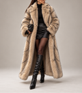 Celestina - Women's Longline Faux Fur Coat with Open Front