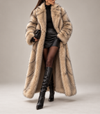 Celestina - Women's Longline Faux Fur Coat with Open Front