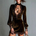 Celestine - Women's Velvet Lace Long Sleeve Evening Dress 1