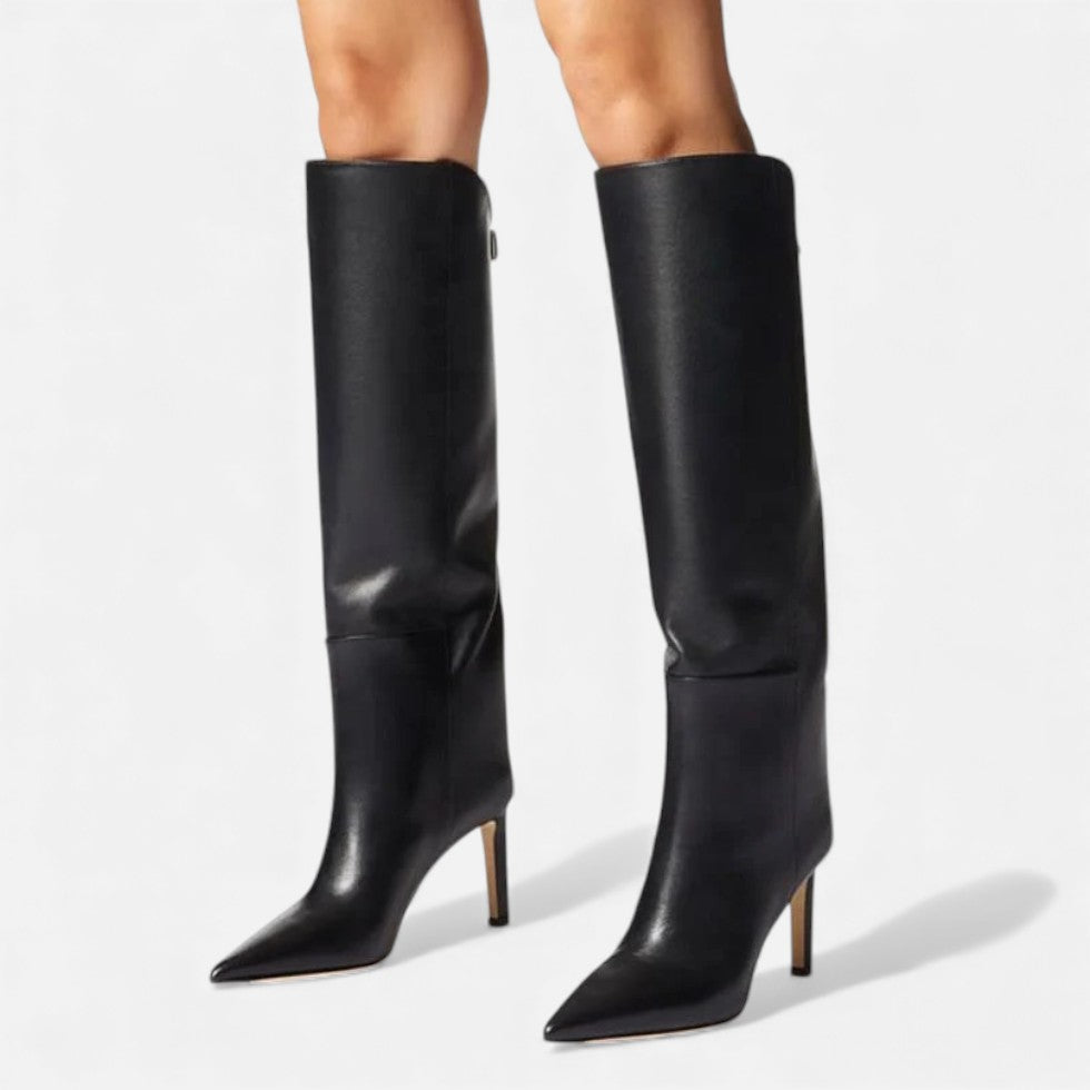 Celine - Women's Tall Suede-Look Boots with Stiletto Heel