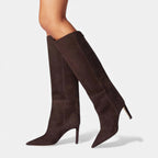 Celine - Women's Tall Suede-Look Boots with Stiletto Heel