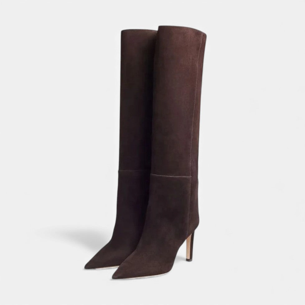 Celine - Women's Tall Suede-Look Boots with Stiletto Heel