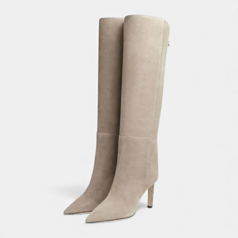 Celine - Women's Tall Suede-Look Boots with Stiletto Heel