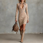 Charisse - Women's Floral Embroidered Long Sleeve Mini Dress 1