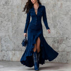 Chastity - Women's Stand Collar Slim Fit Mermaid Maxi Dress 3