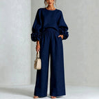 Chelsie - Women's Balloon Sleeve Wide Leg Matching Set 1