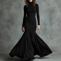 Christina - Women's Mock Neck Long Sleeve Mermaid Maxi Dress 1